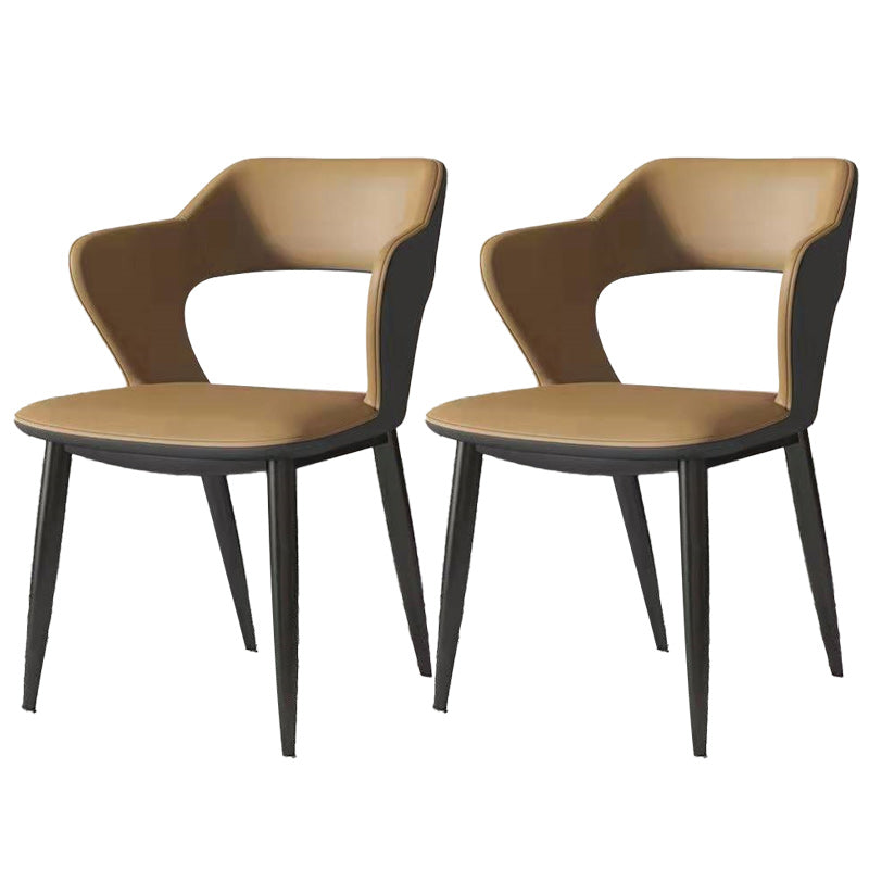 Metal Modern Indoor Side Chair with Arms Matte Finish Open Back Dining Chair