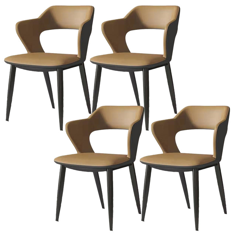 Metal Modern Indoor Side Chair with Arms Matte Finish Open Back Dining Chair