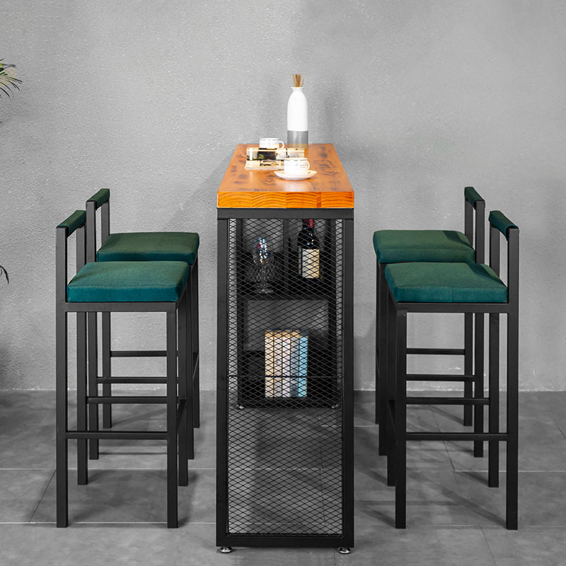 Industrial Rectangular Bar Table Set 1/3/5 Pieces Wooden Counter Table with Armless Stools