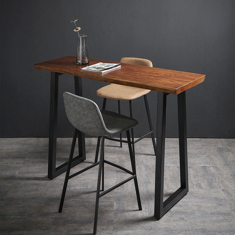 1/2/3 Pieces Industrial Iron Bar Table Set Rectangle Bistro Set with Pine Wood Top