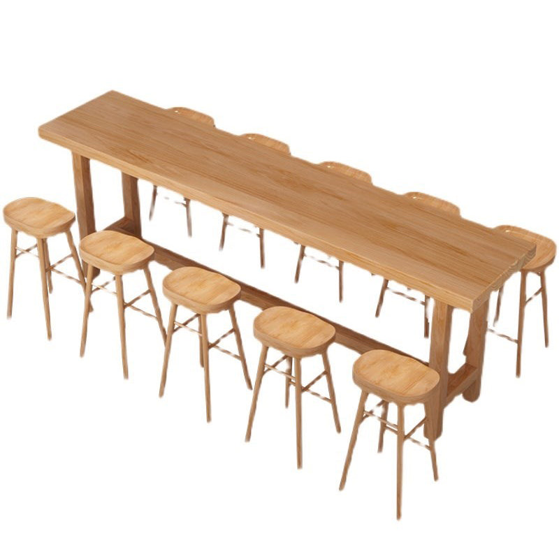 Luxury Rectangular Bar Table Set 1/5/6/11 Pieces Wooden Counter Table with High Stools