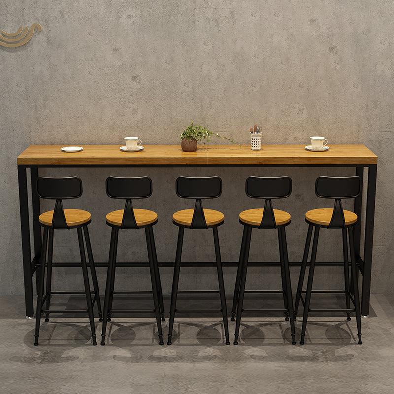 1/6/11 Pieces Industrial Iron Bar Table Set Rectangle Pine Wood Bistro Set with Footrest