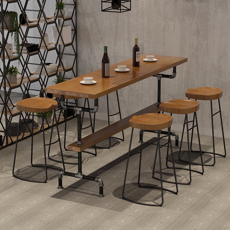 Modern 1/2/4/7 Pieces Solid Wood Pub Table Set Rectangular Counter Table