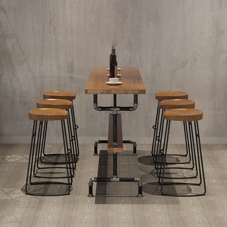 Modern 1/2/4/7 Pieces Solid Wood Pub Table Set Rectangular Counter Table