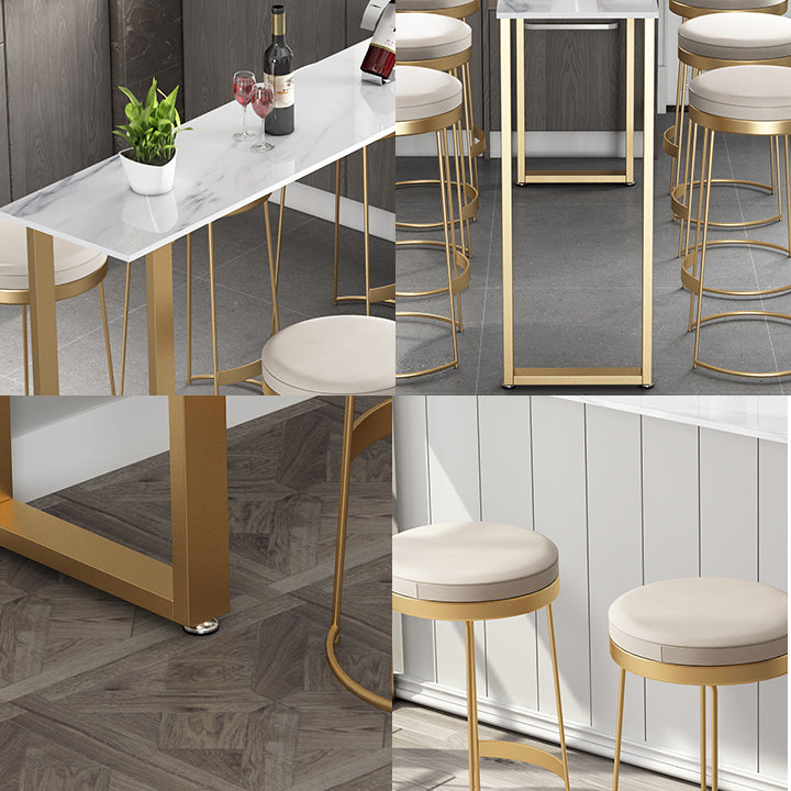 1/4/7 Pieces Glam Iron Bistro Set Rectangle Bar Table Set with White Faux Marble Top