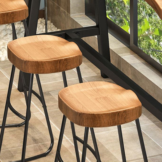 1/4 Pieces Industrial Iron Bar Table Set Rectangle Pine Wood Bistro Set with Footrest