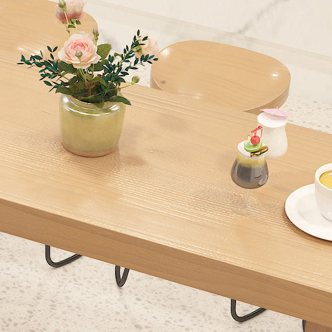 Modern Rectangular Pub Table Set 1/5 Pieces Wooden Counter Table with Backless High Stools