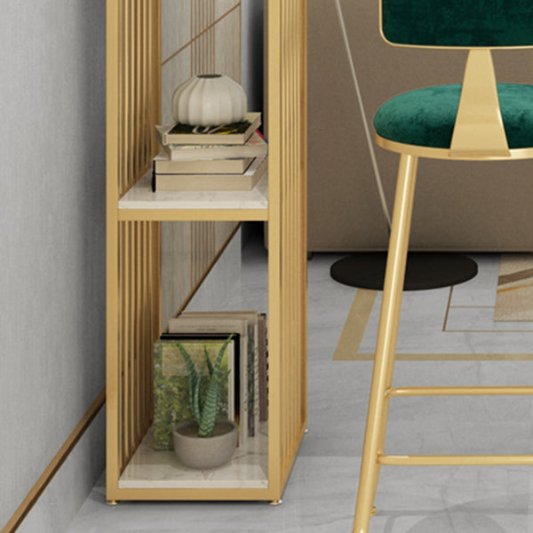 1/3 Pieces Glam Iron Bistro Set Rectangle White Faux Marble Top Bar Table Set with Shelf