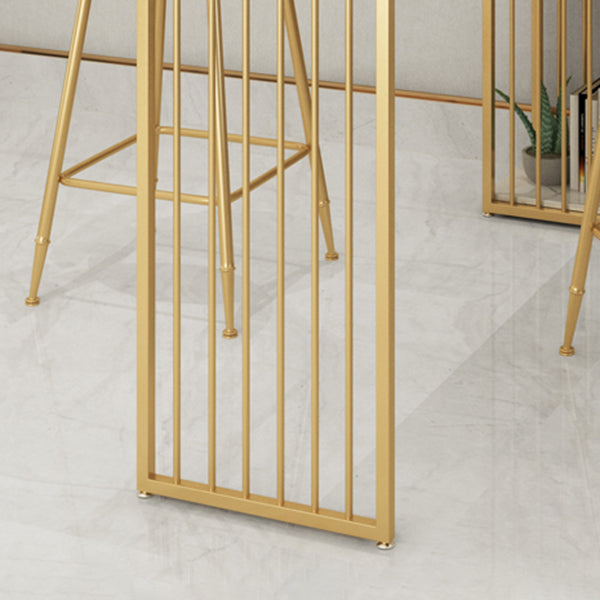 1/3 Pieces Glam Iron Bistro Set Rectangle White Faux Marble Top Bar Table Set with Shelf