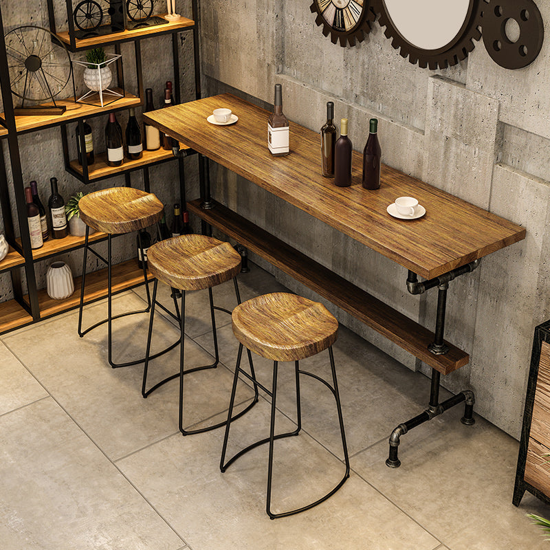 Industrial Rectangle Pub Table Set 1/2/4/7 Pieces Wooden Counter Table with Stools