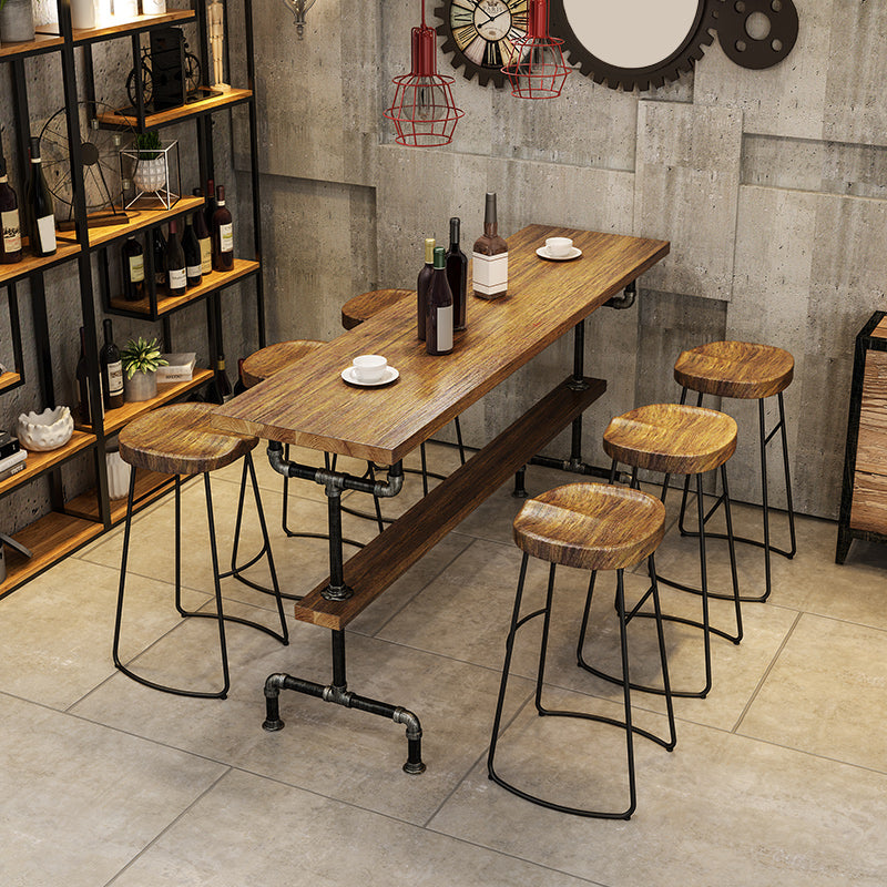 Industrial Rectangle Pub Table Set 1/2/4/7 Pieces Wooden Counter Table with Stools