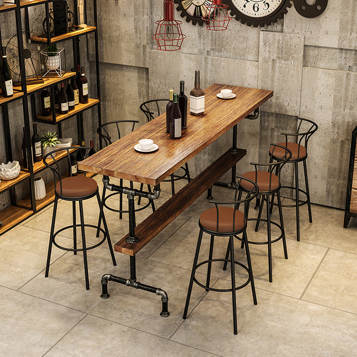 Industrial Rectangle Pub Table Set 1/2/4/7 Pieces Wooden Counter Table with Stools