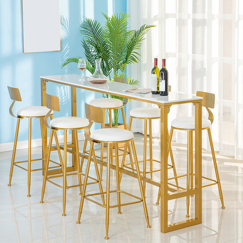1/4/7 Pieces Glam Iron Bar Table Set Rectangle Bistro Set with White Faux Marble Top