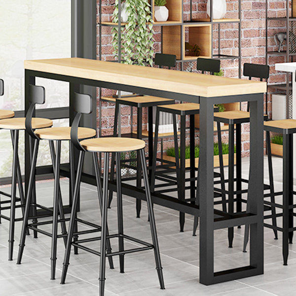 1/5 Pieces Industrial Rectangular Pub Table Set Wooden Counter Table with Armless Stools