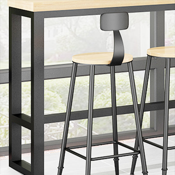 1/5 Pieces Industrial Rectangular Pub Table Set Wooden Counter Table with Armless Stools