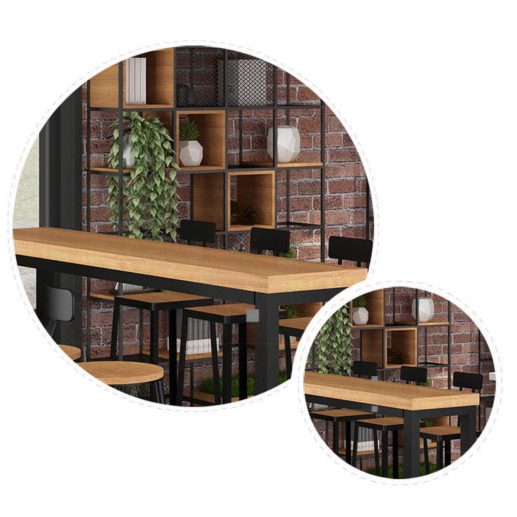 1/5 Pieces Industrial Rectangular Pub Table Set Wooden Counter Table with Armless Stools