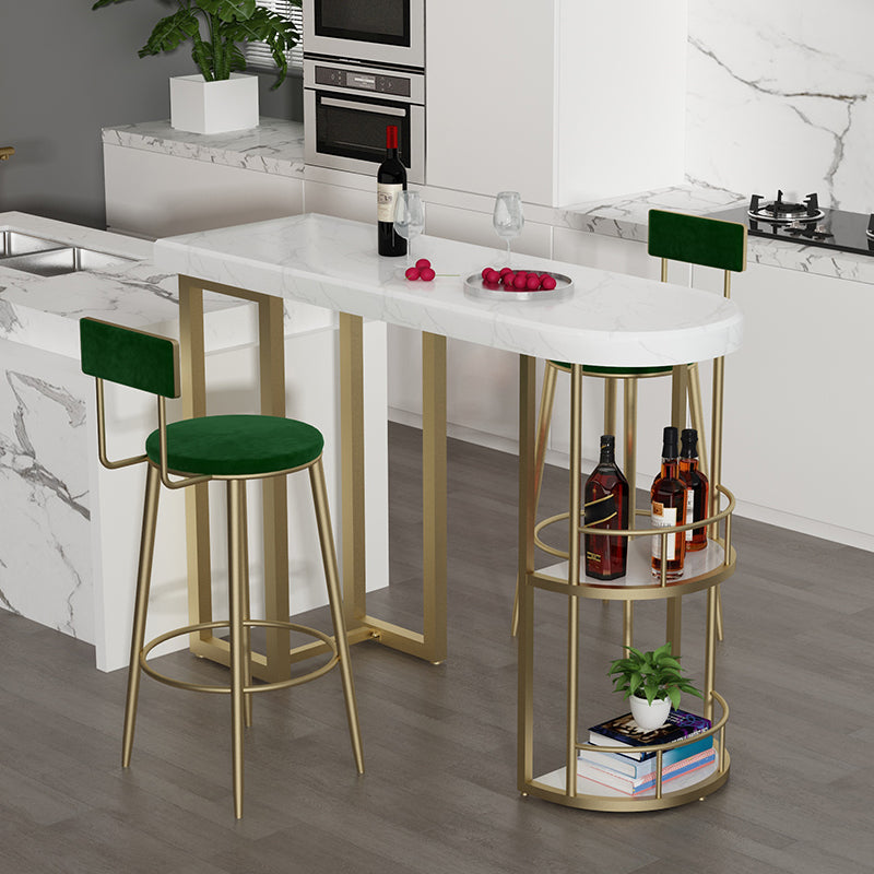Irregular Shape Marble Pub Dining Set, 1/3/5 Pieces Luxury Counter Table with High Stools