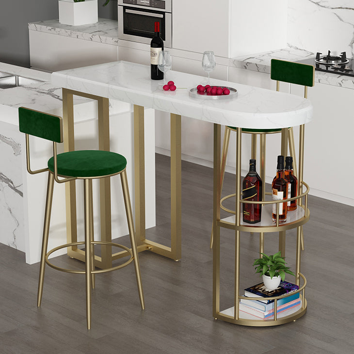 Irregular Shape Marble Pub Dining Set, 1/3/5 Pieces Luxury Counter Table with High Stools