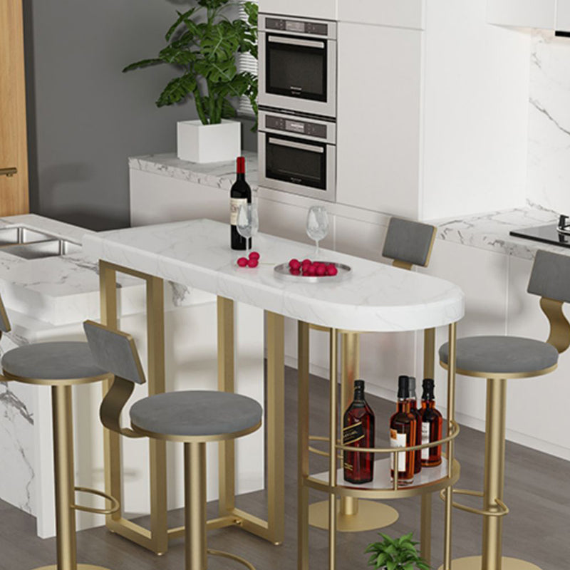 Irregular Shape Marble Pub Dining Set, 1/3/5 Pieces Luxury Counter Table with High Stools