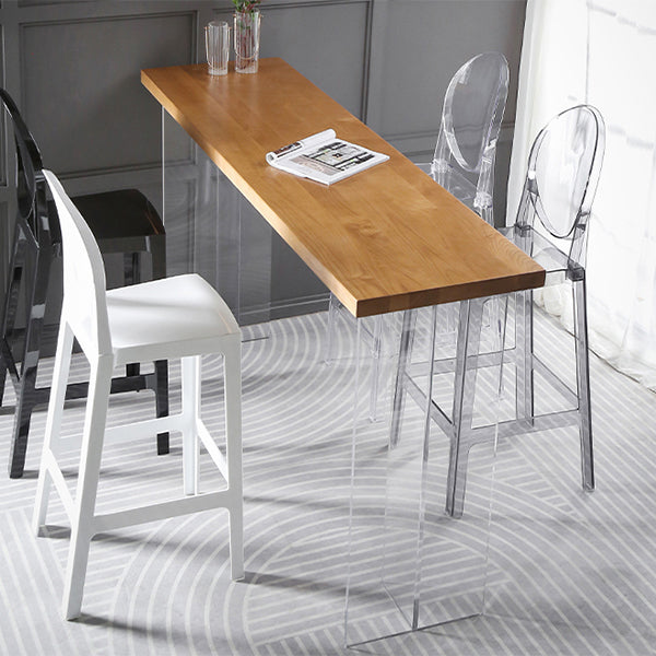 1/2/3/5Pieces Modern Rectangle Pub Table Set Wooden Counter Table with Acrylic Stools