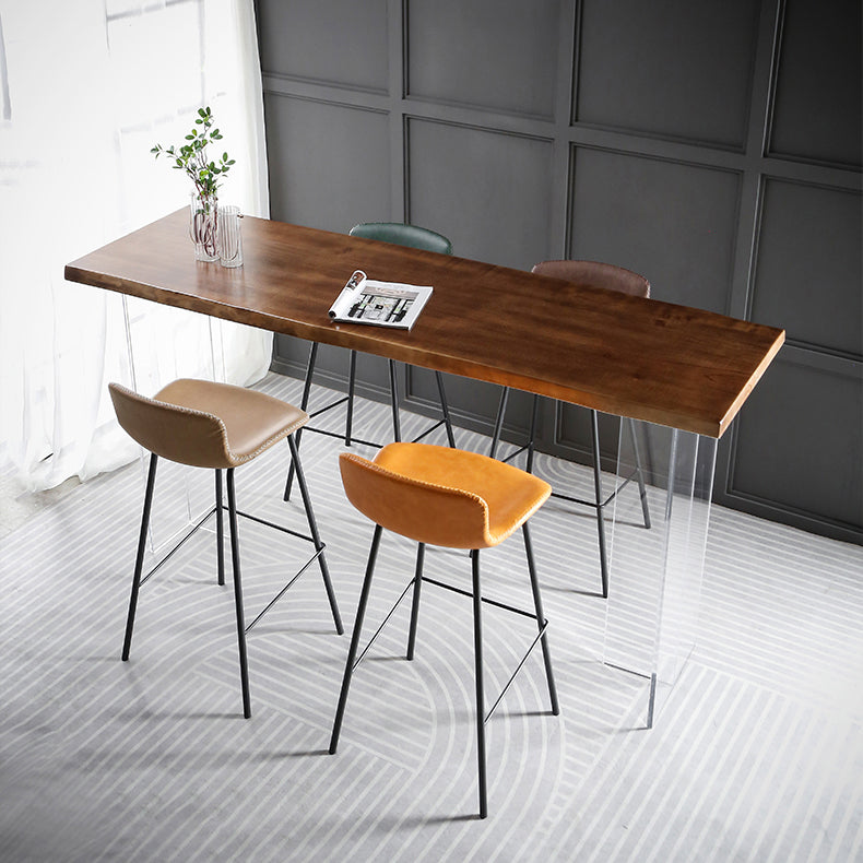 1/2/3/5Pieces Modern Rectangle Pub Table Set Wooden Counter Table with Acrylic Stools