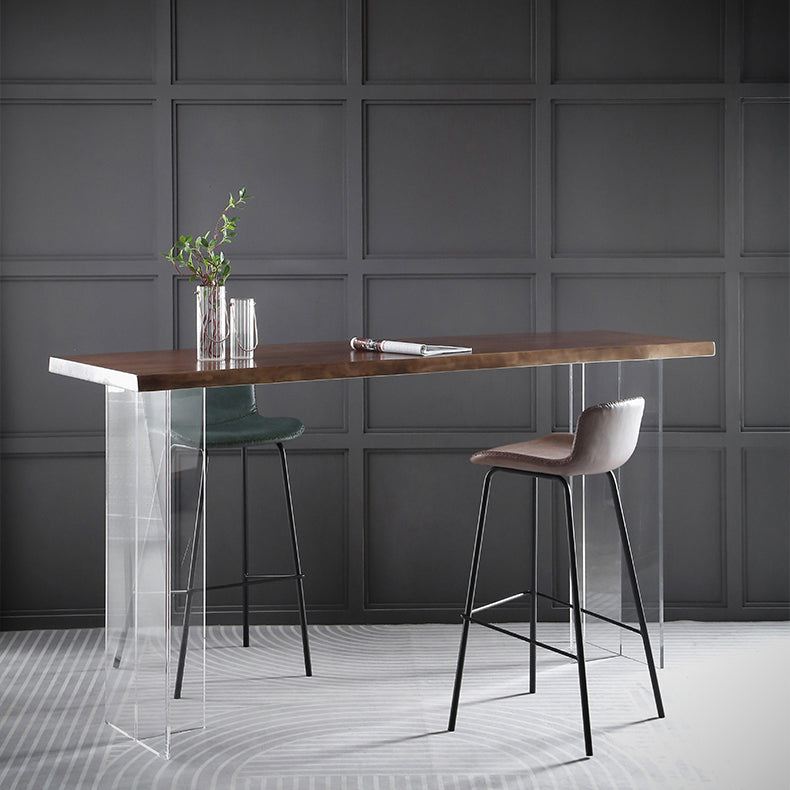 1/2/3/5Pieces Modern Rectangle Pub Table Set Wooden Counter Table with Acrylic Stools