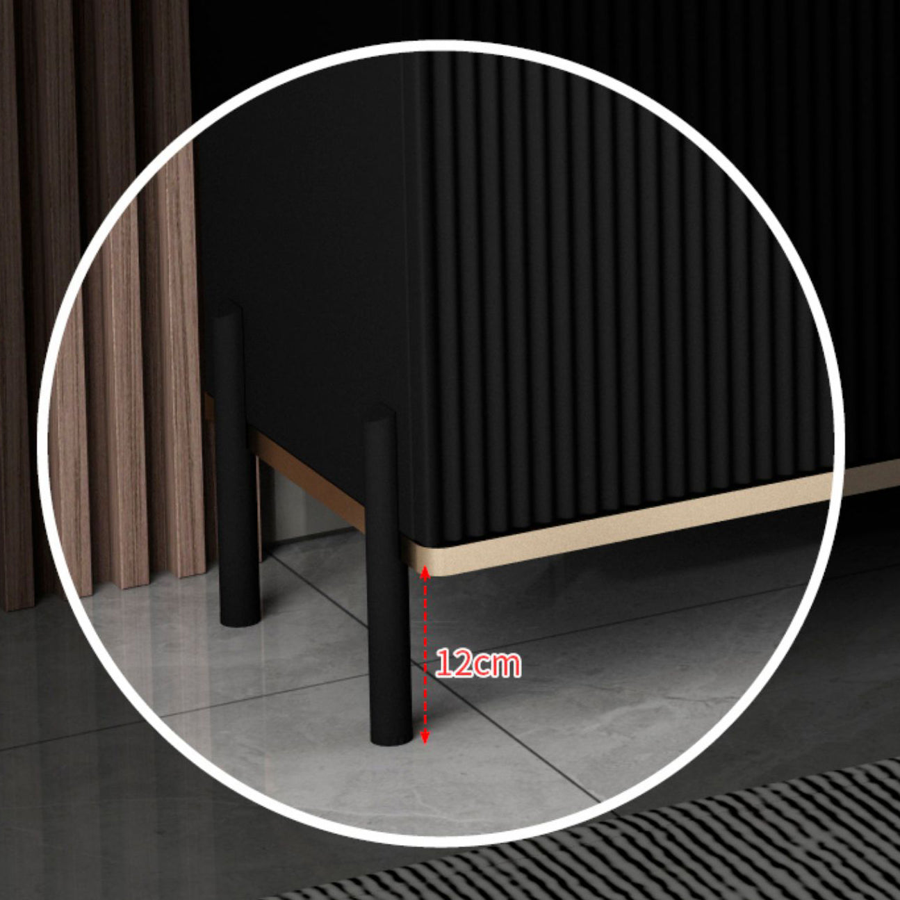 Glam Style Sideboard Black Top Server with Door and Drawer for Living Room