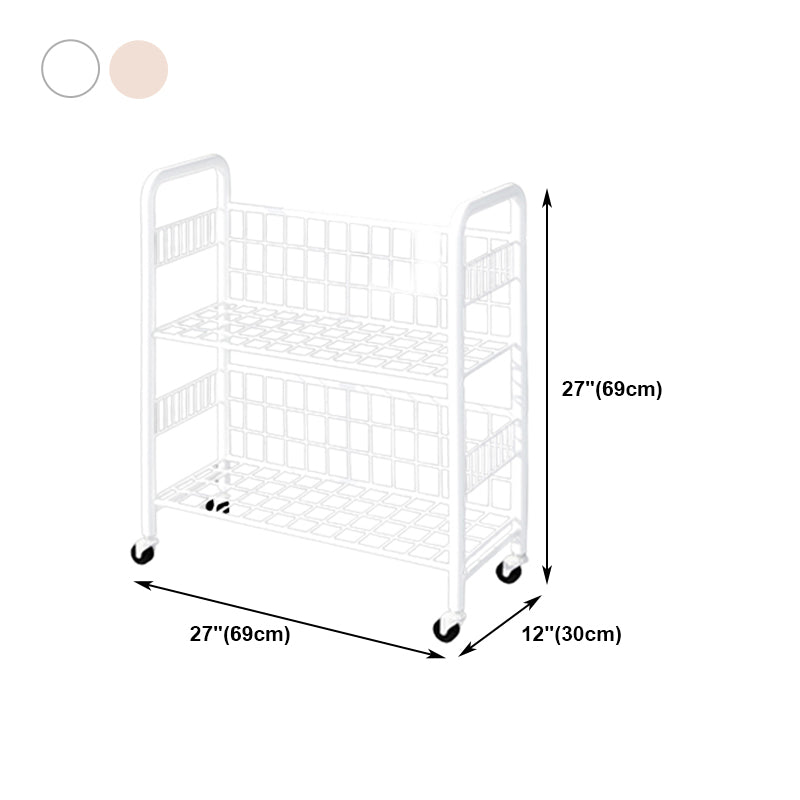 Contemporary Style Metal Bookcase Wheel Bookshelf for Office
