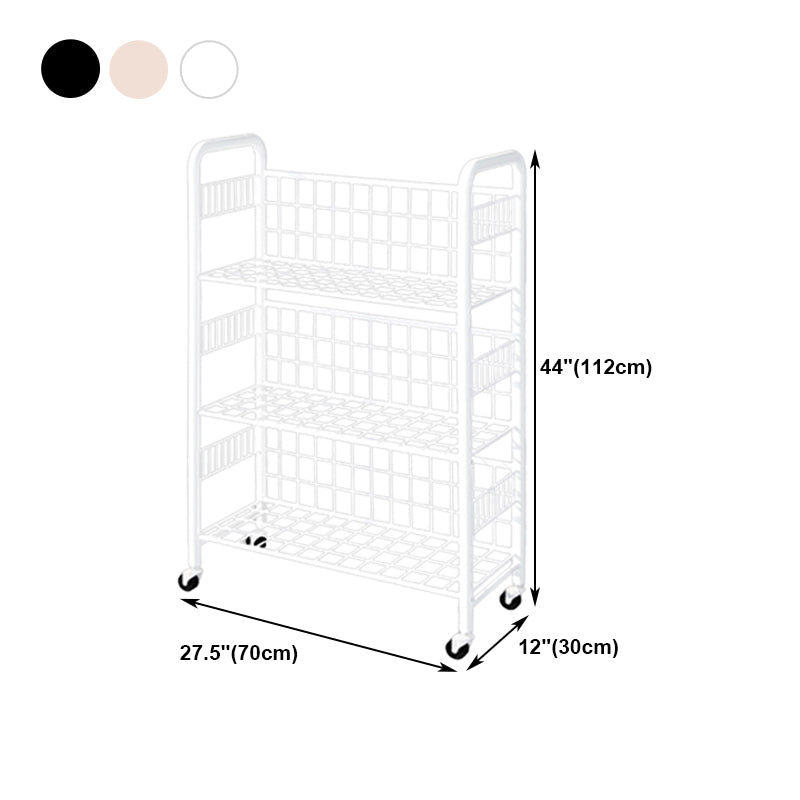 Contemporary Style Metal Bookcase Wheel Bookshelf for Office