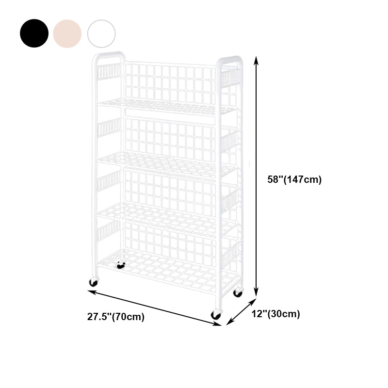 Contemporary Style Metal Bookcase Wheel Bookshelf for Office