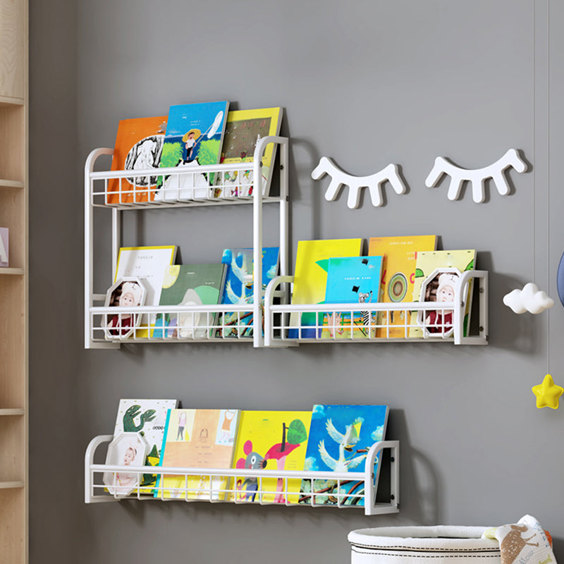 Contemporary Metal Floating Bookcase Wall Mounted Closed Back Bookshelf