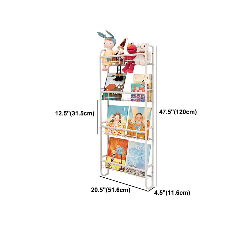 Contemporary Metal Floating Bookcase Wall Mounted Closed Back Bookshelf