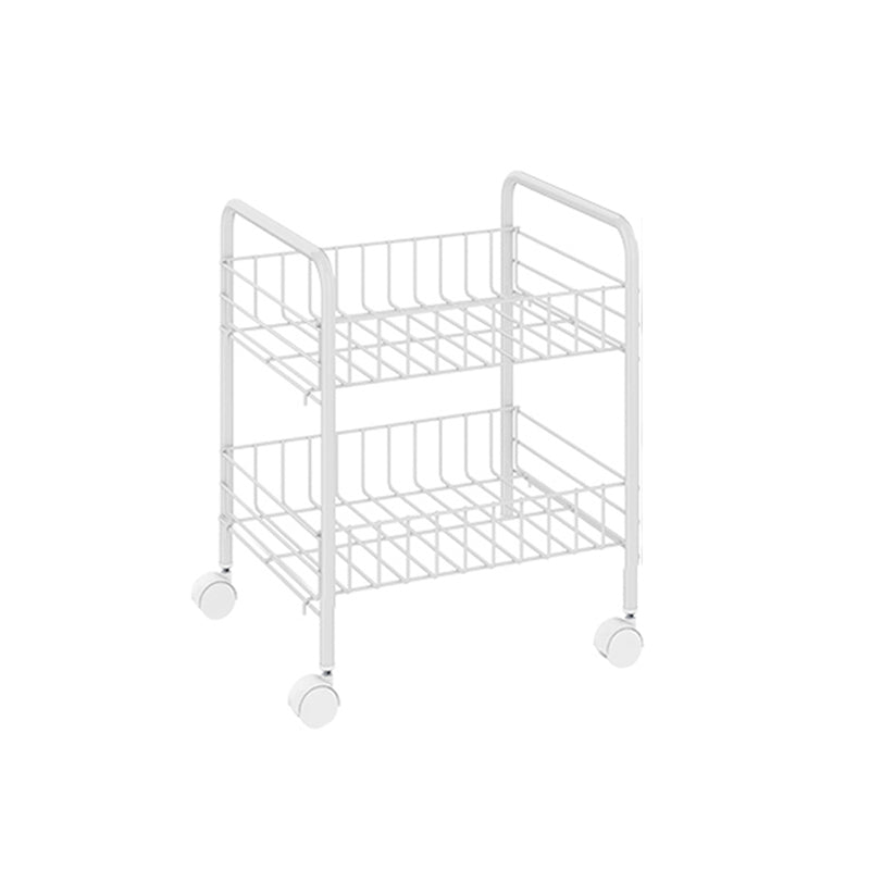 Modern Style Bookshelf White Open Back Metal Bookcase with Caster Wheels