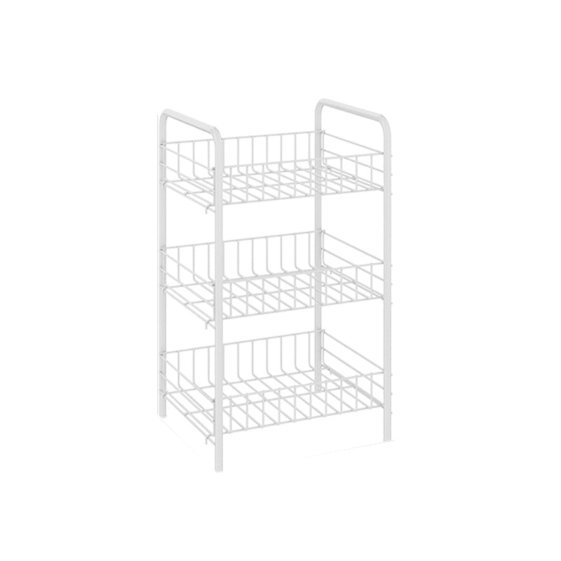 Modern Style Bookshelf White Open Back Metal Bookcase with Caster Wheels