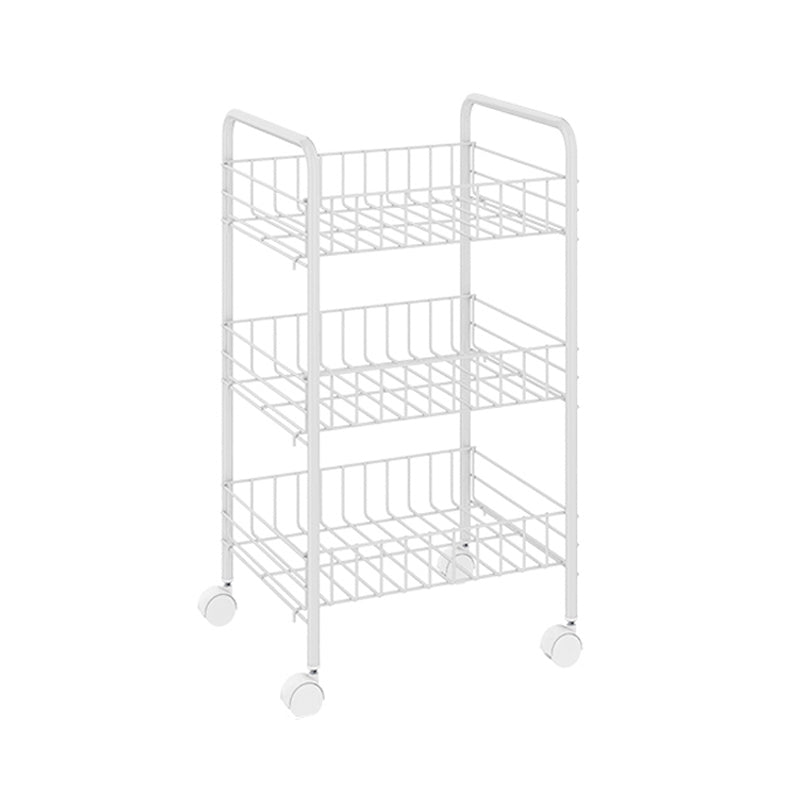 Modern Style Bookshelf White Open Back Metal Bookcase with Caster Wheels