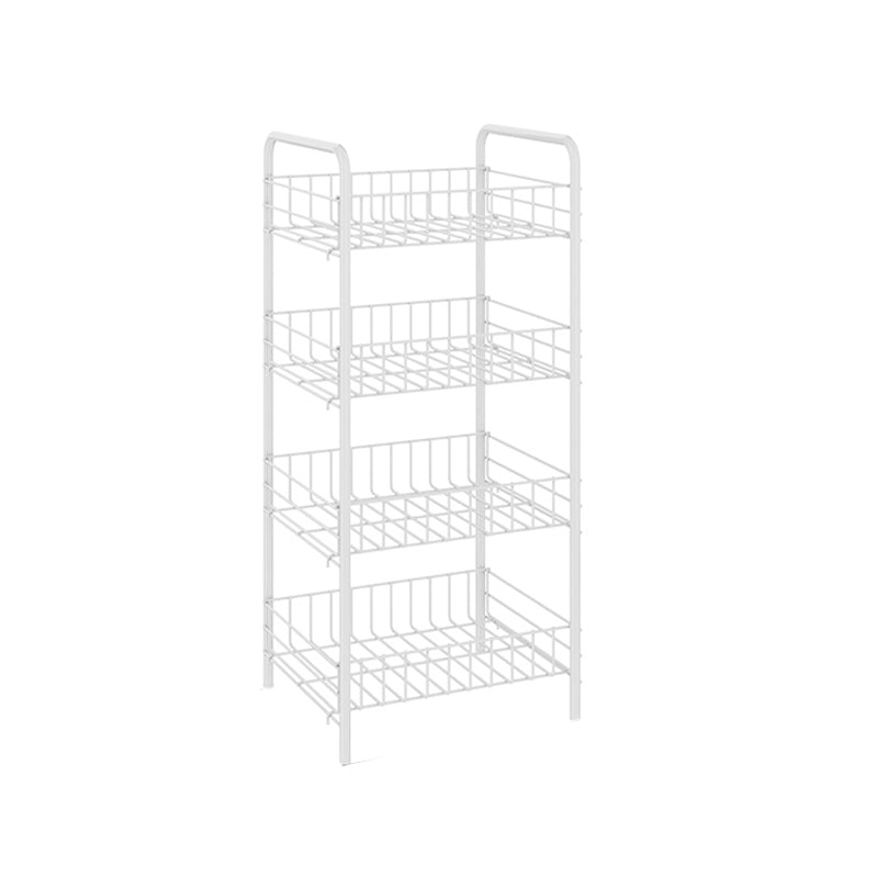 Modern Style Bookshelf White Open Back Metal Bookcase with Caster Wheels