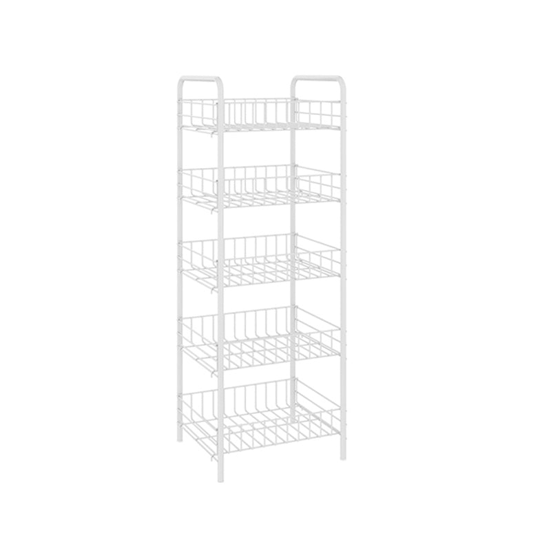 Modern Style Bookshelf White Open Back Metal Bookcase with Caster Wheels