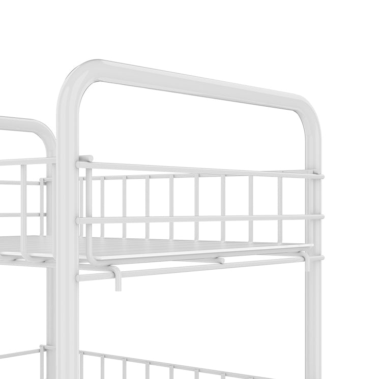 Modern Style Bookshelf White Open Back Metal Bookcase with Caster Wheels