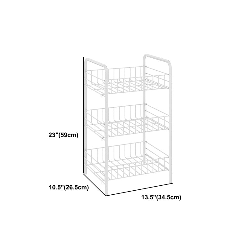 Modern Style Bookshelf White Open Back Metal Bookcase with Caster Wheels