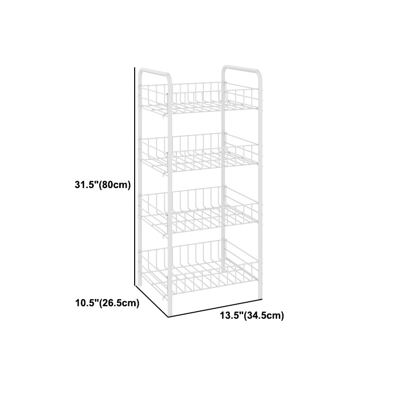 Modern Style Bookshelf White Open Back Metal Bookcase with Caster Wheels