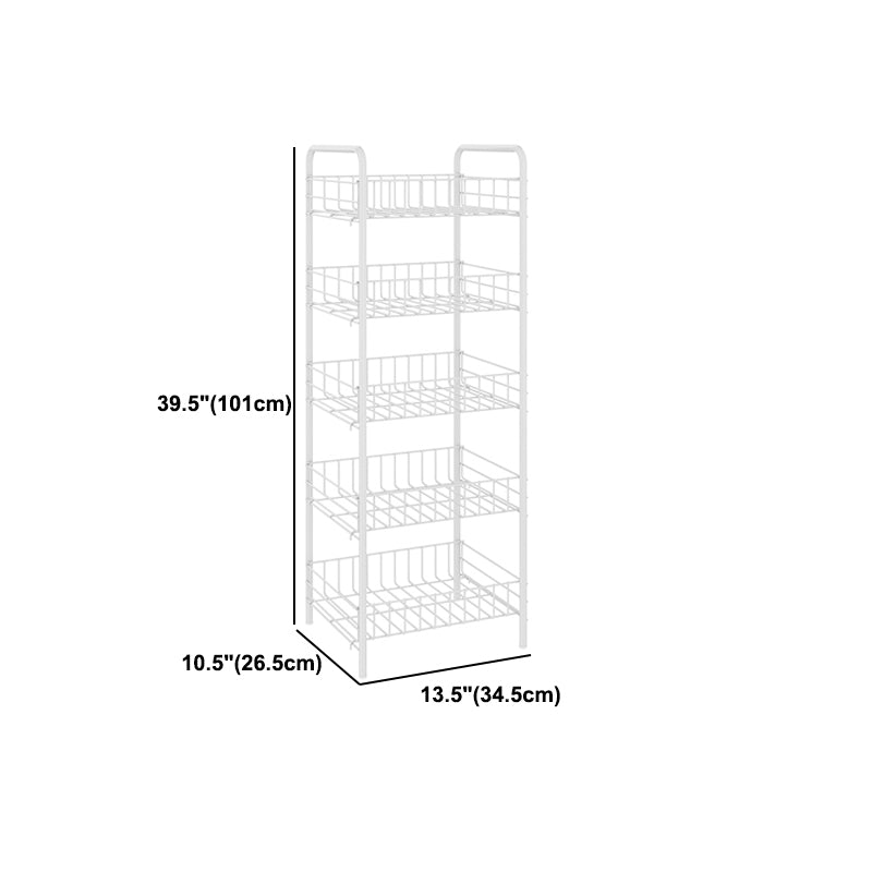 Modern Style Bookshelf White Open Back Metal Bookcase with Caster Wheels