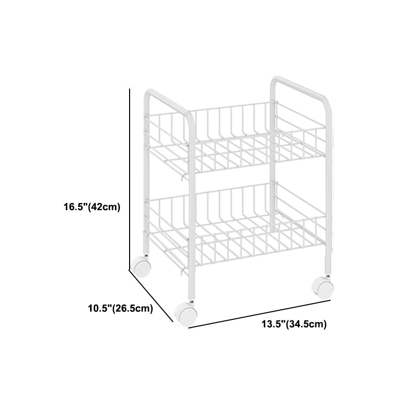 Modern Style Bookshelf White Open Back Metal Bookcase with Caster Wheels