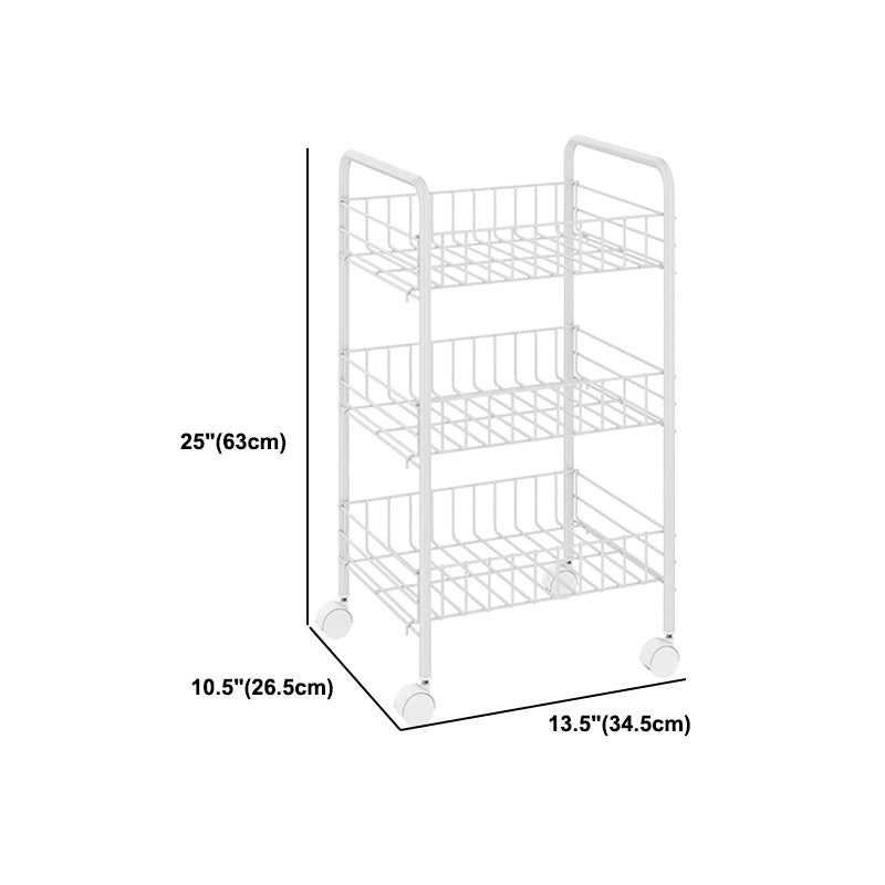 Modern Style Bookshelf White Open Back Metal Bookcase with Caster Wheels