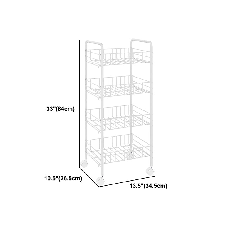 Modern Style Bookshelf White Open Back Metal Bookcase with Caster Wheels