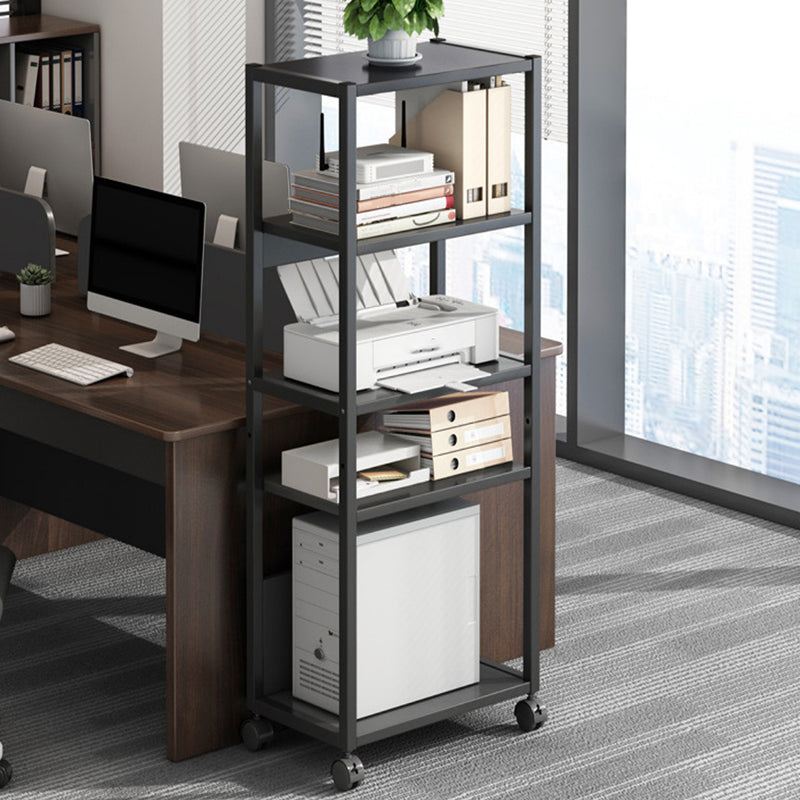 Modern Style Bookshelf Open Back Bookcase with Caster Wheels for Office