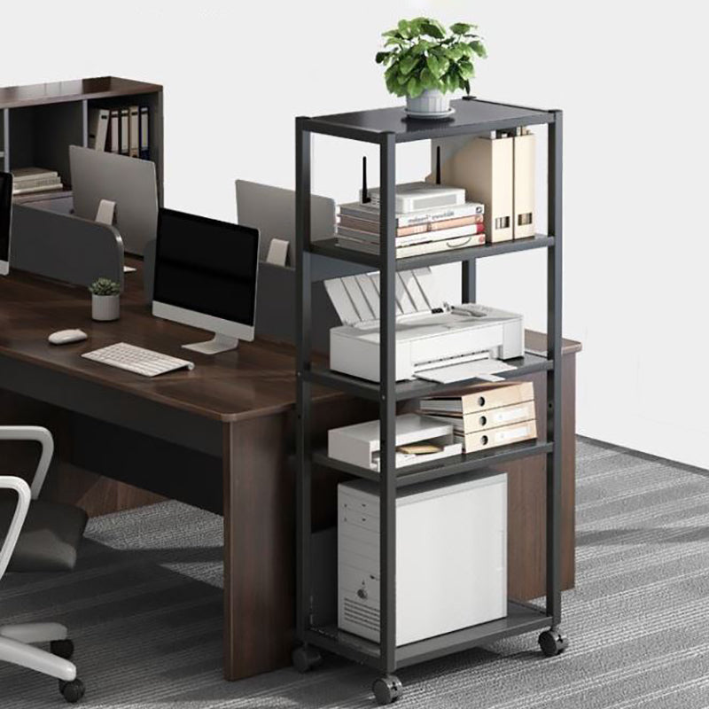 Modern Style Bookshelf Open Back Bookcase with Caster Wheels for Office