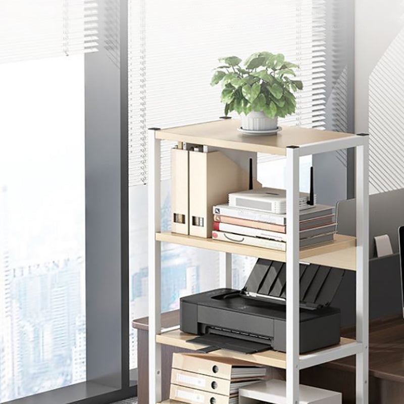 Modern Style Bookshelf Open Back Bookcase with Caster Wheels for Office