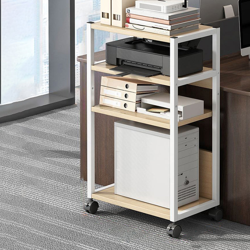 Modern Style Bookshelf Open Back Bookcase with Caster Wheels for Office