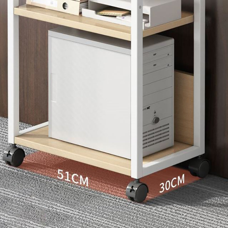 Modern Style Bookshelf Open Back Bookcase with Caster Wheels for Office