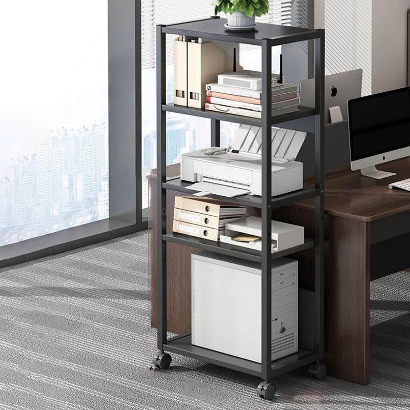 Modern Style Bookshelf Open Back Bookcase with Caster Wheels for Office